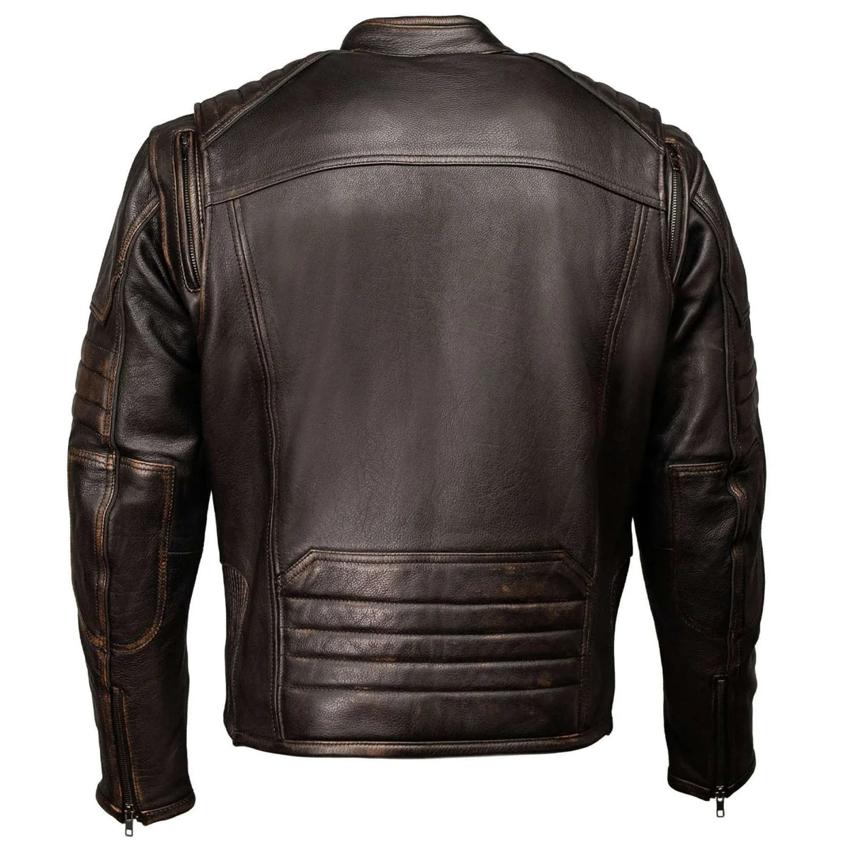 Men's Naked Cowhide Motorcycle Jacket - Brown