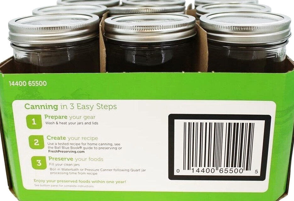 Ball Wide Mouth Glass Mason Canning Jars With Lids, 24 Oz, 9 Pack