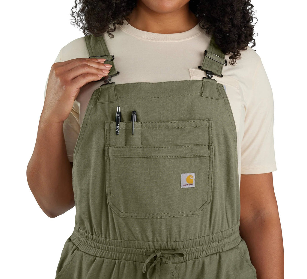 Women's Stretch Ripstop Bib Overalls - Olive