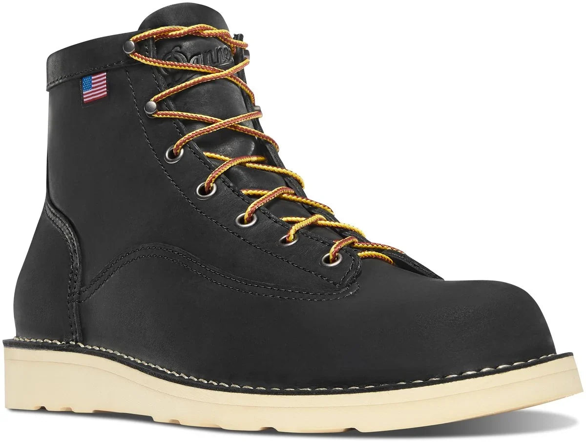 Six-Inch Plain-Toe Work Boots - Black