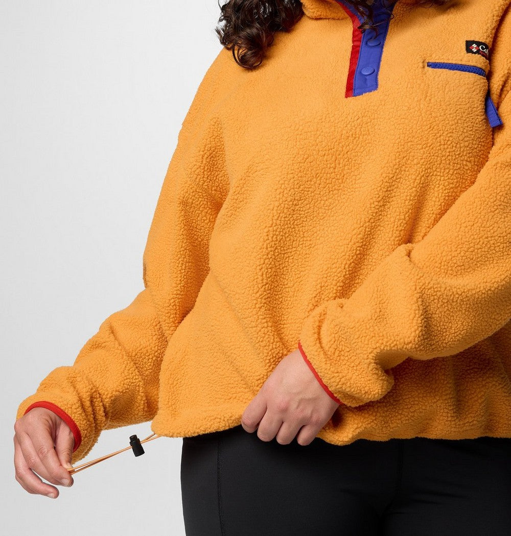 Women's Plus Cropped Sherpa Half-Snap Pullover - Tan