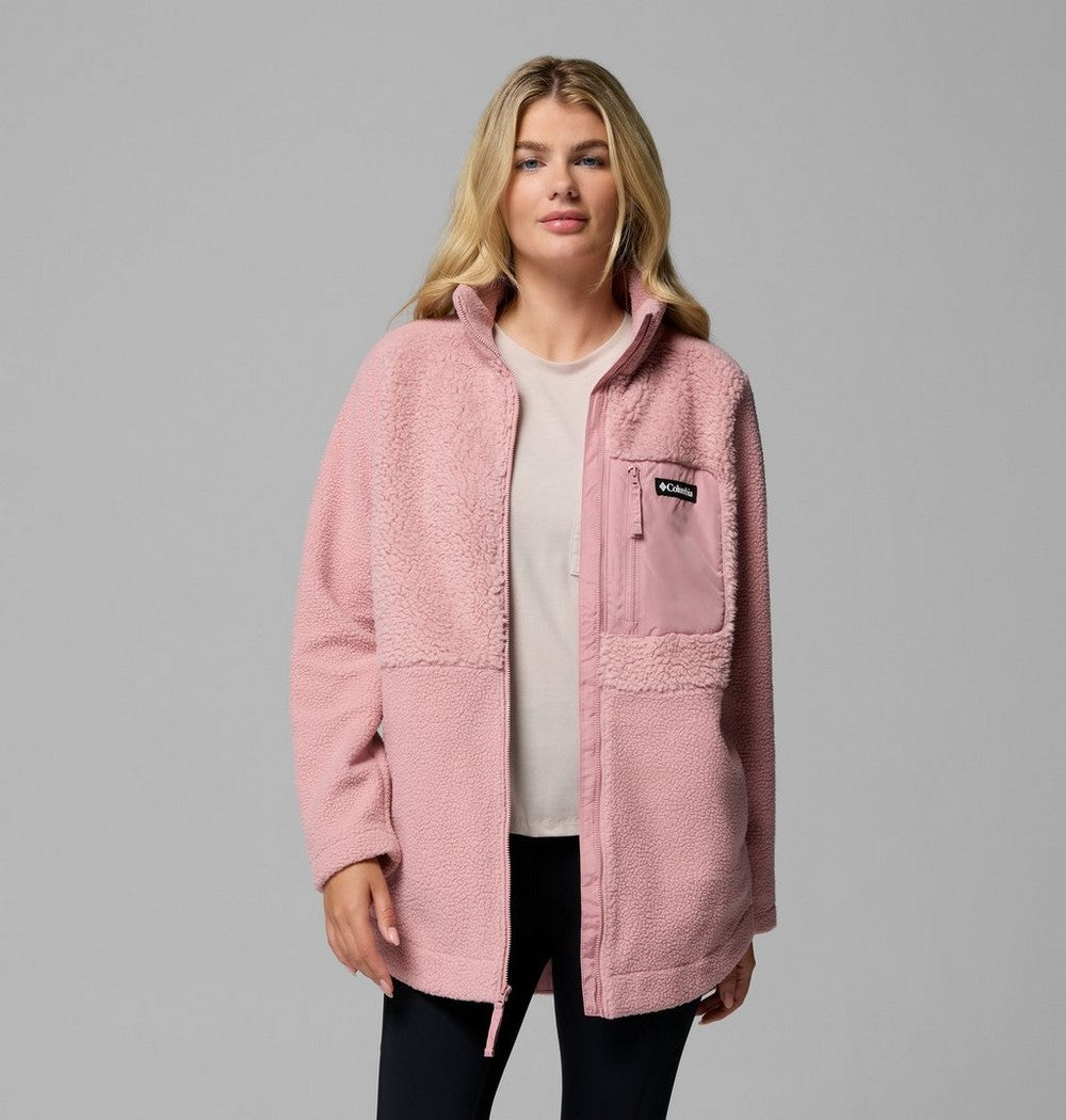 Women's Long Sherpa Full-Zip Fleece Jacket