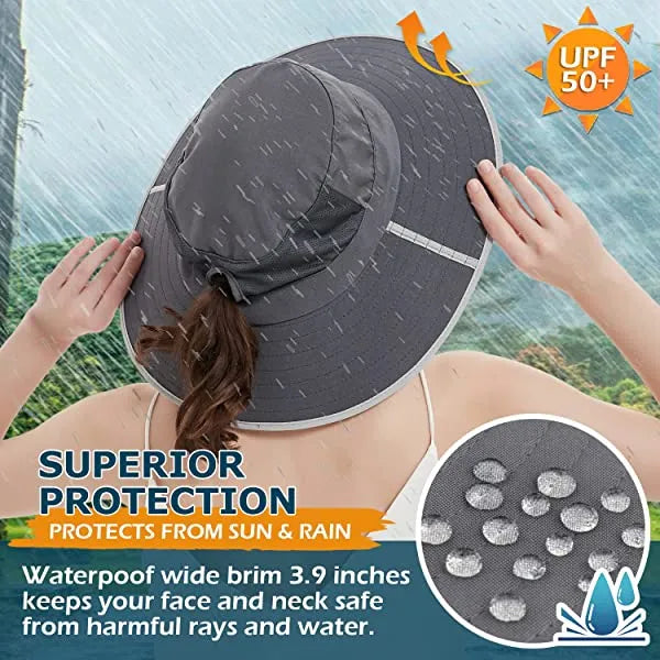 Sun Hat For Men/Women, Waterproof Wide Brim Bucket Hat Foldable Boonie Hat For Fishing Hiking Garden Safari Beach Upf 50/Waterproof