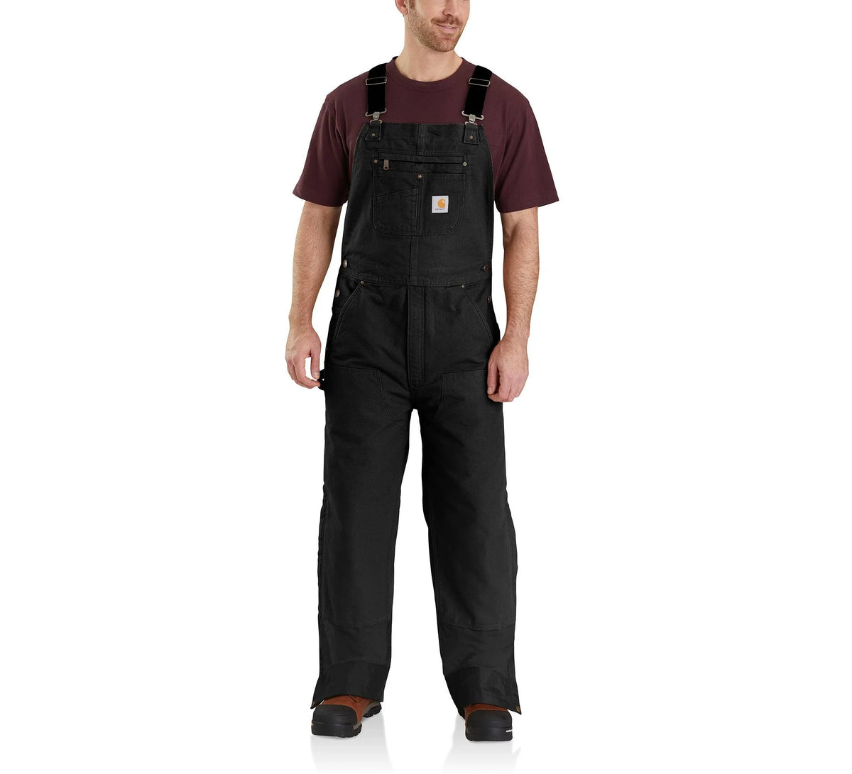Men's Insulated Cotton Canvas Bib Overalls - Black