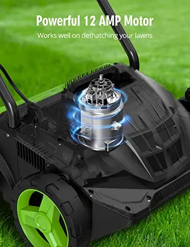 SWIPESMITH 13-Inch 12 Amp Electric Dethatcher Scarifier With Foldable Handle - 2-in-1