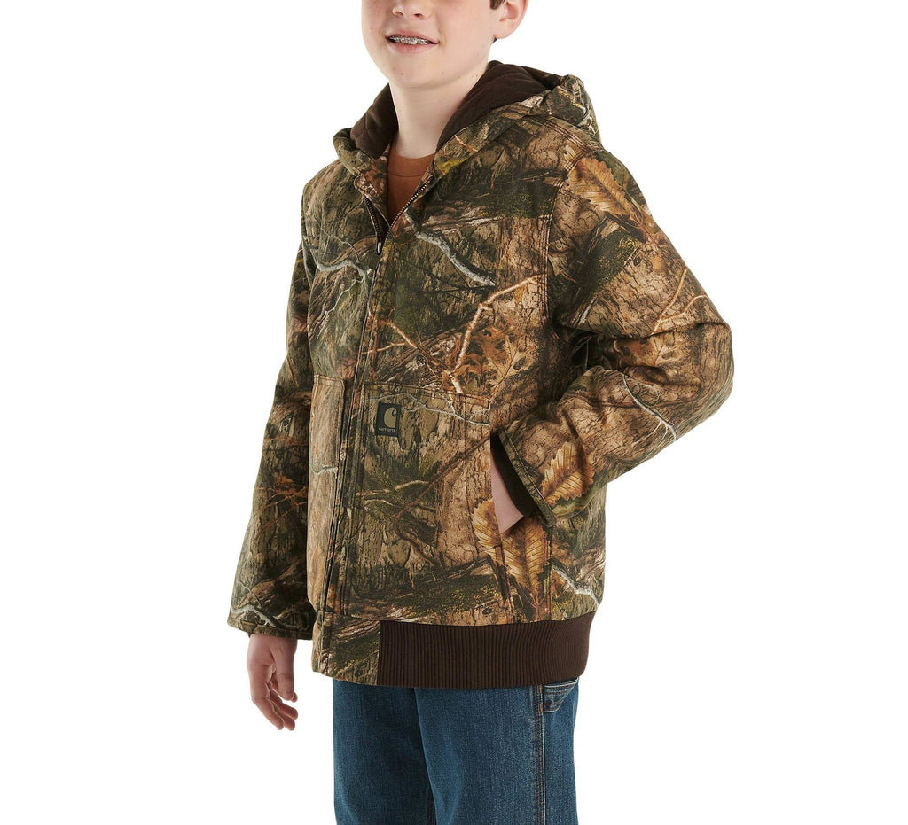 Boys' Insulated Camo Canvas Hooded Jacket