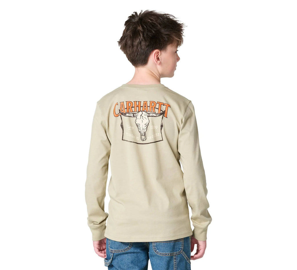Boys' Long-Sleeve Skull Graphic T-Shirt - Tan