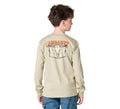 Boys' Long-Sleeve Skull Graphic T-Shirt - Tan