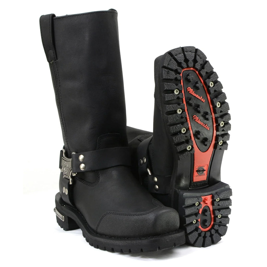 Men's Harness Motorcycle Boots - Black