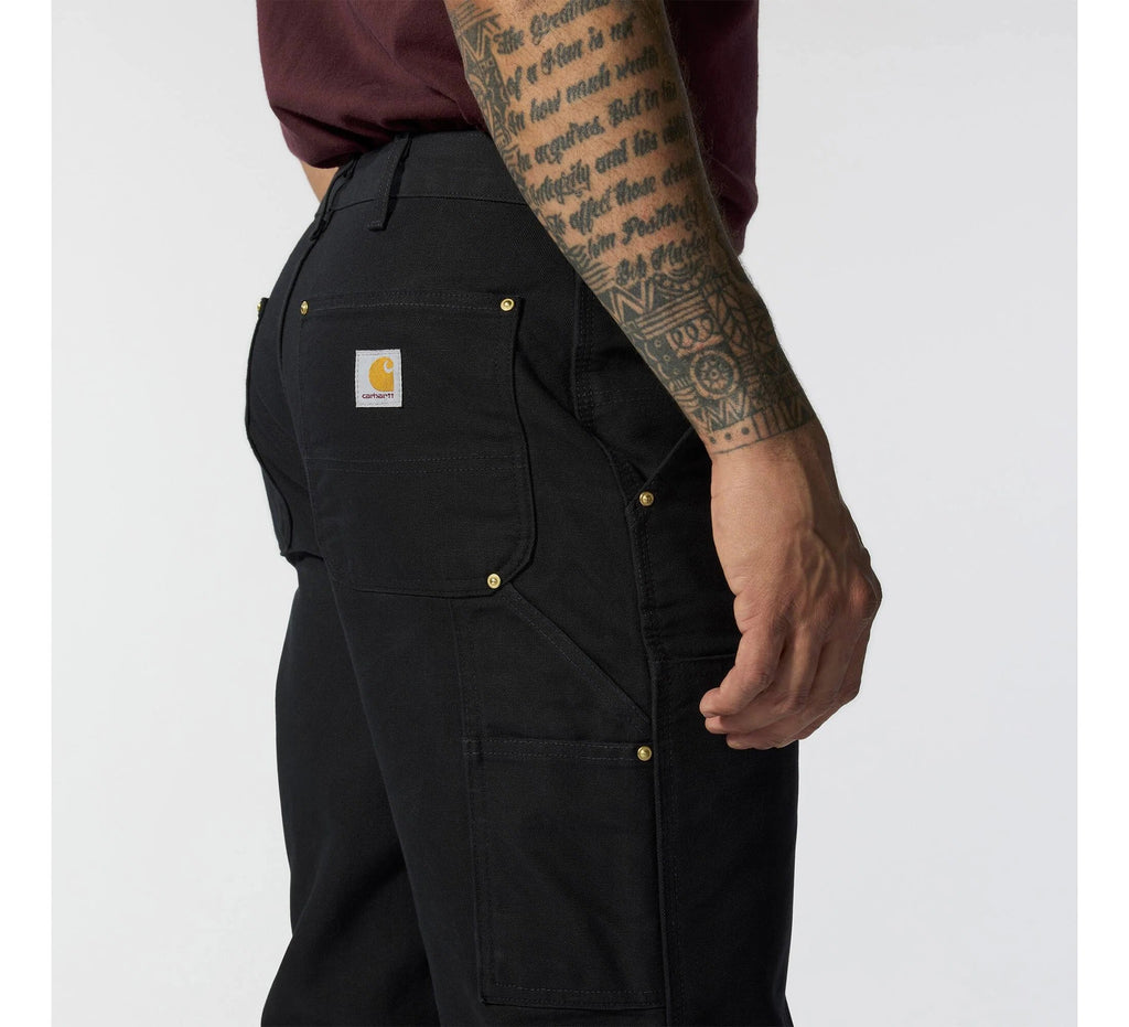 Men's Double-Knee Cotton Canvas Work Pants - Black