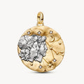 Oversized Gemini Zodiac Medallion Charm - Gold