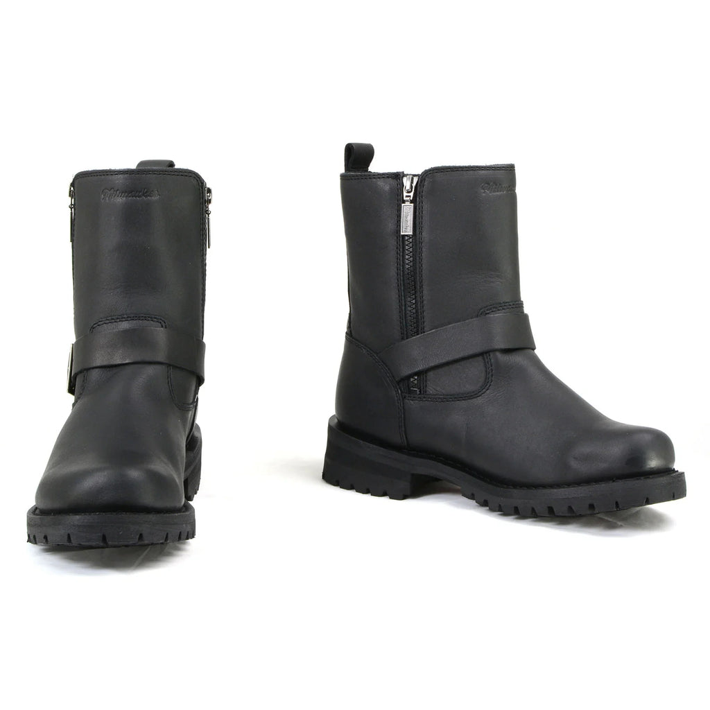 Men's Zip Motorcycle Boots - Black