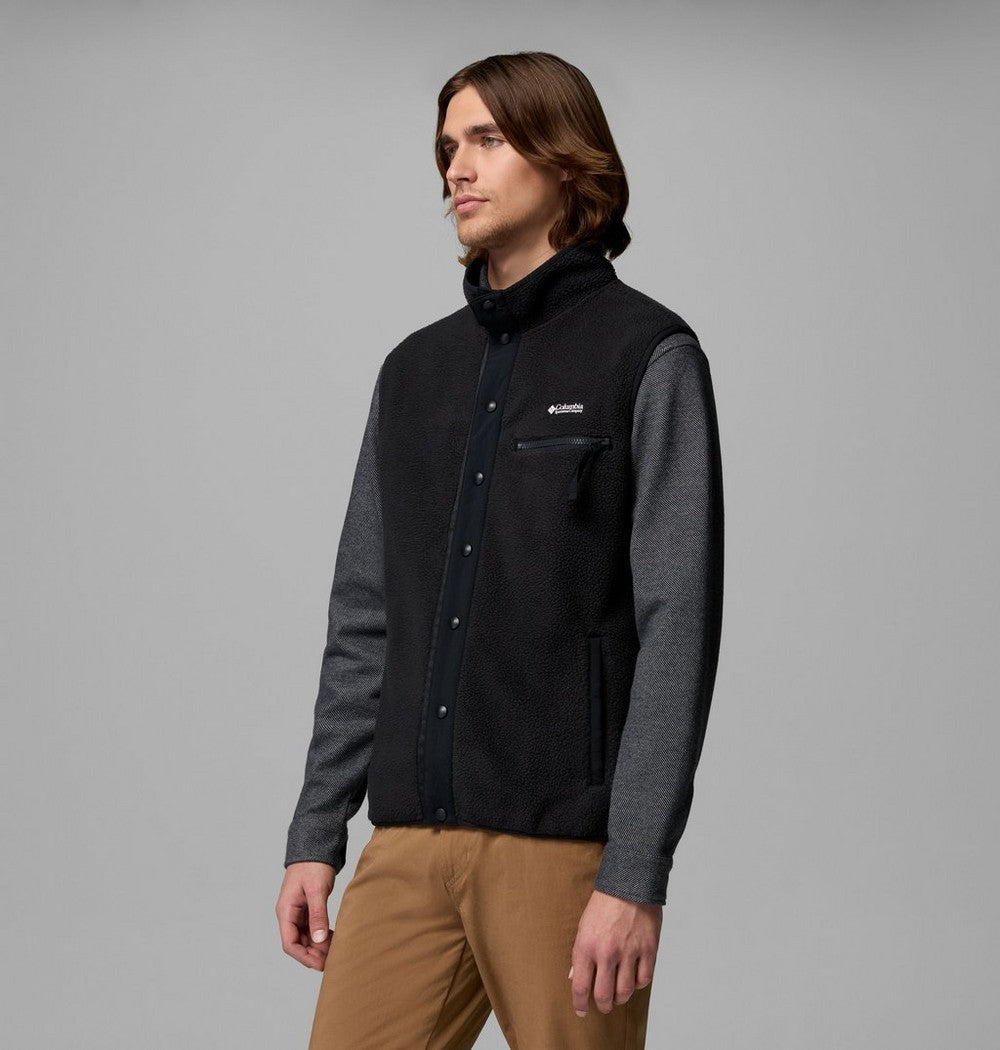 Men's Sherpa Fleece Snap Vest - Black