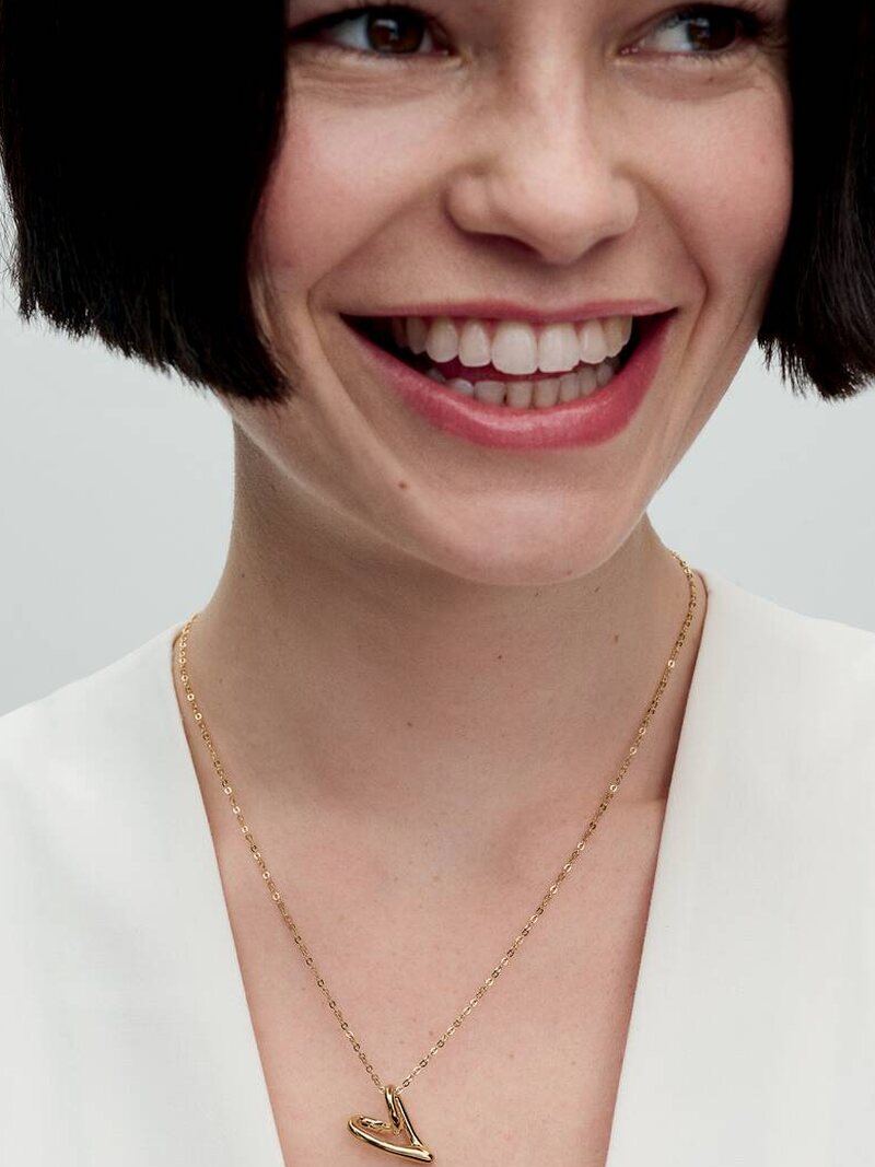 Gold-Plated Organic Heart Pendant Necklace