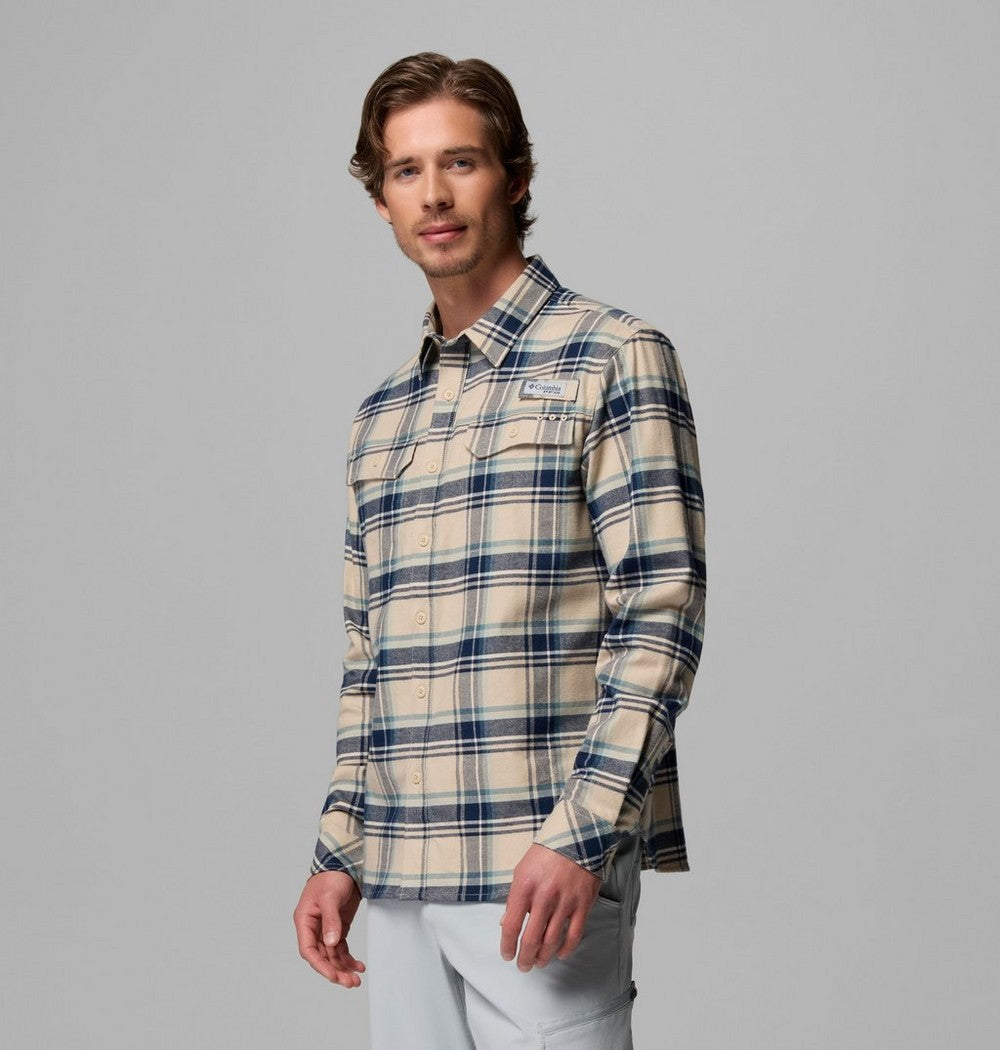 Men's Stretch Cotton Fishing Flannel Shirt - Blue