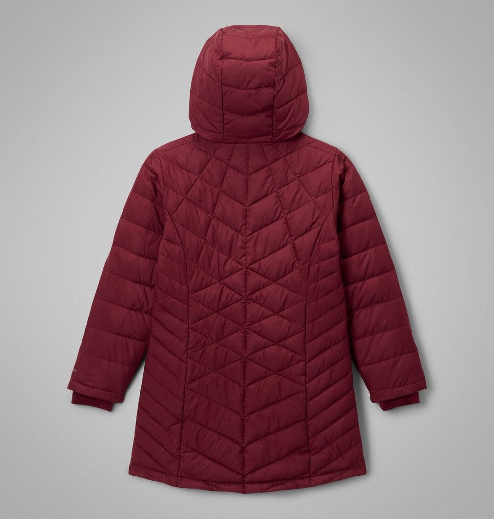 Girls' Long Insulated Hooded Jacket - Wine