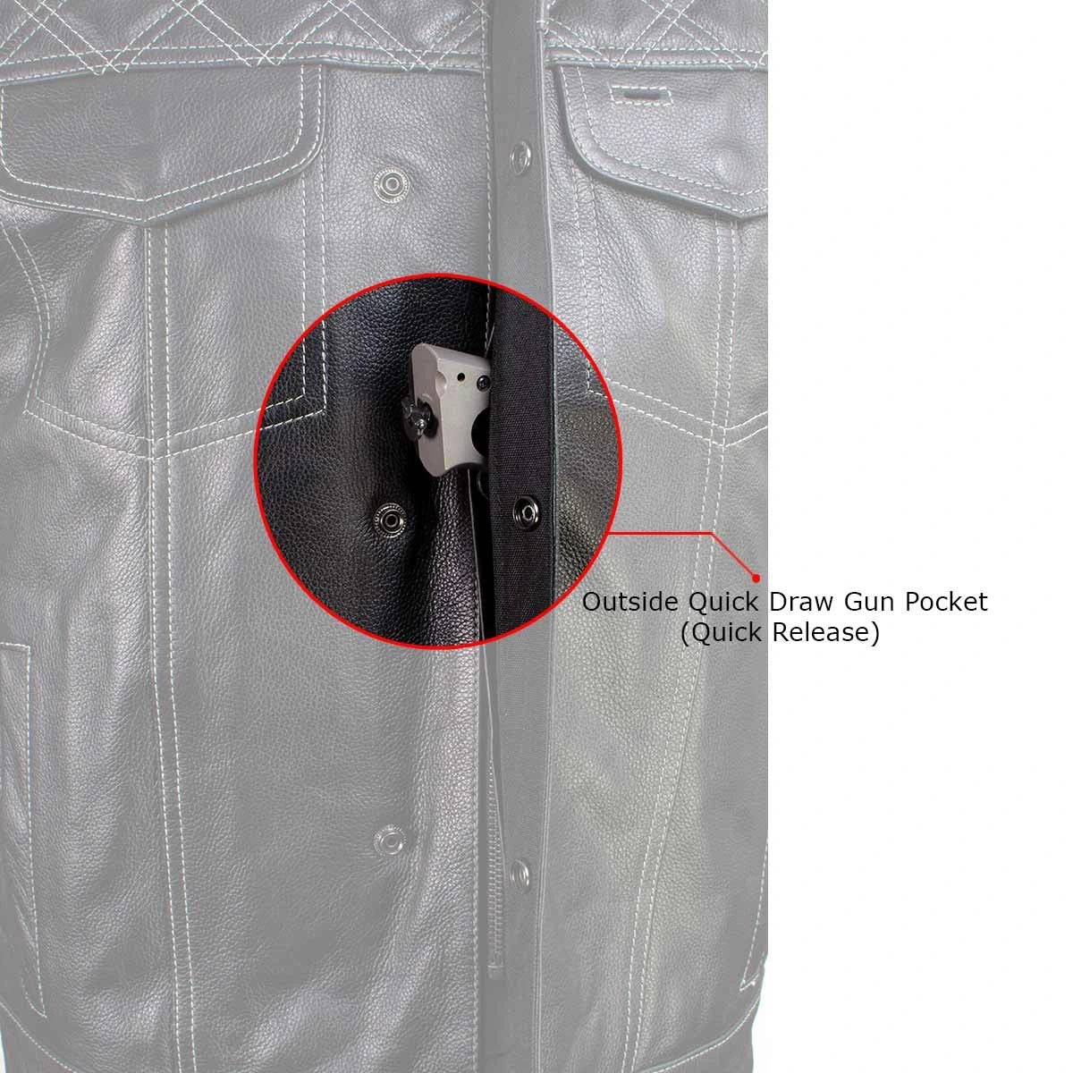 Men's Leather Motorcycle Vest - Black