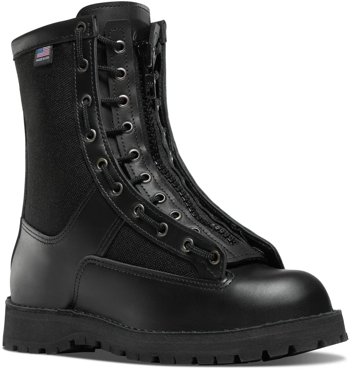 8-Inch Leather Lace-In Boot Zipper - Black