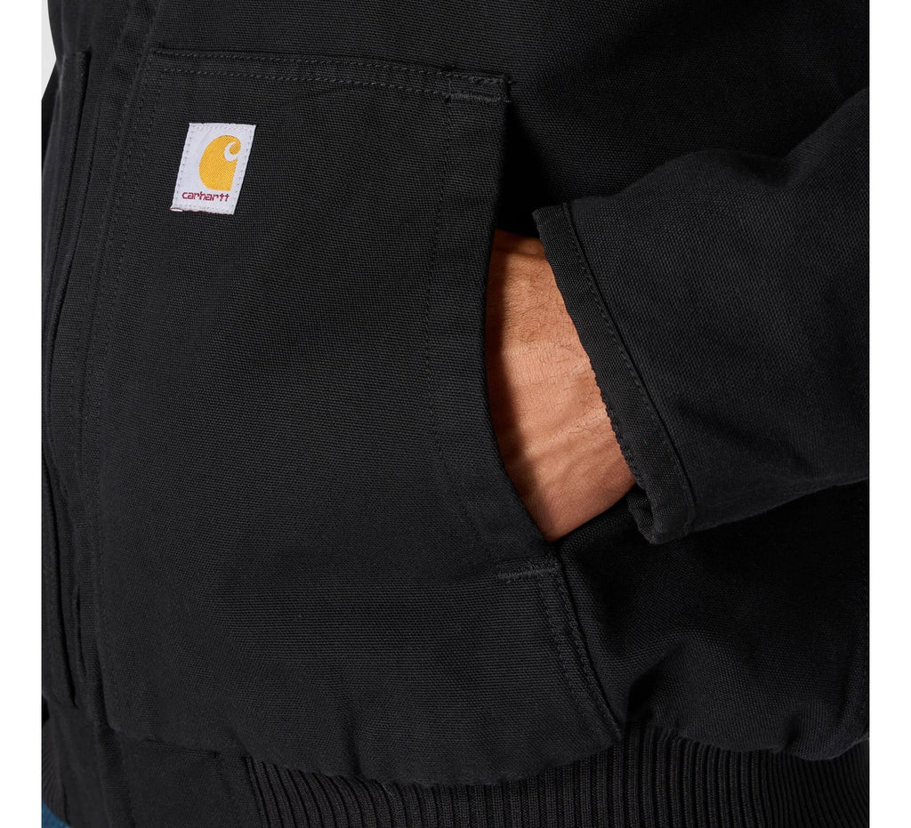Men's Insulated Hooded Canvas Jacket - Black