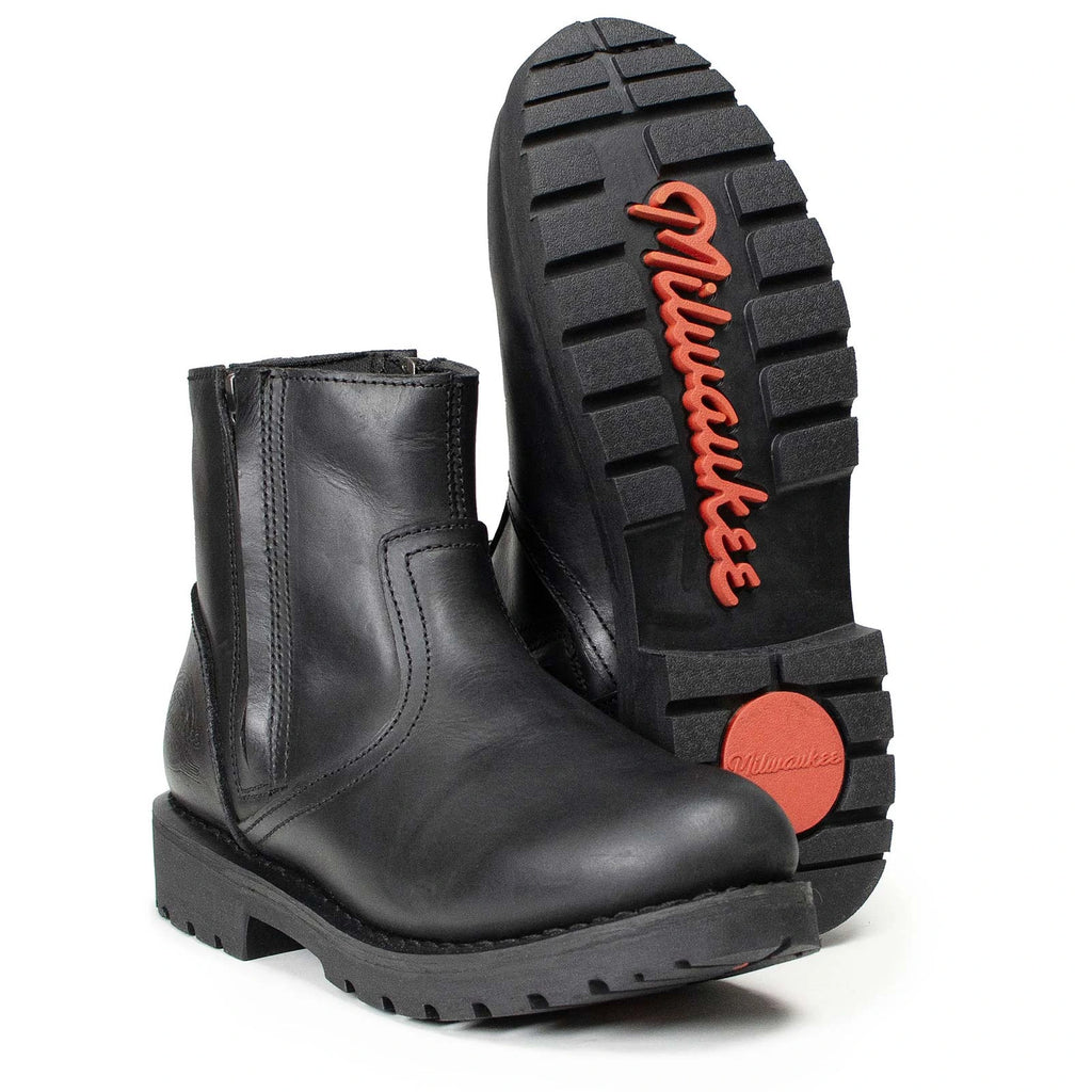 Men's Dual-Zip Motorcycle Boots - Black