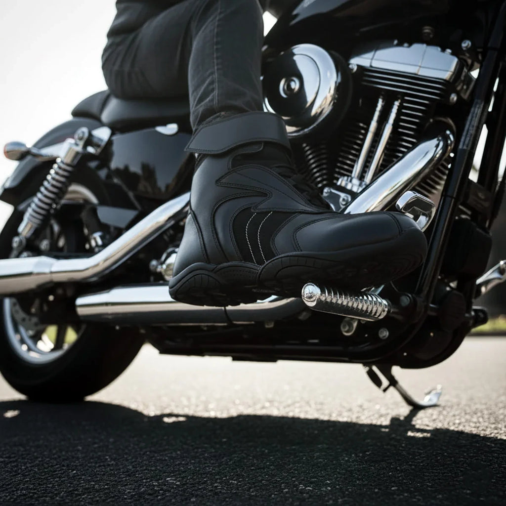 Men's Reinforced Motorcycle Boots - Black