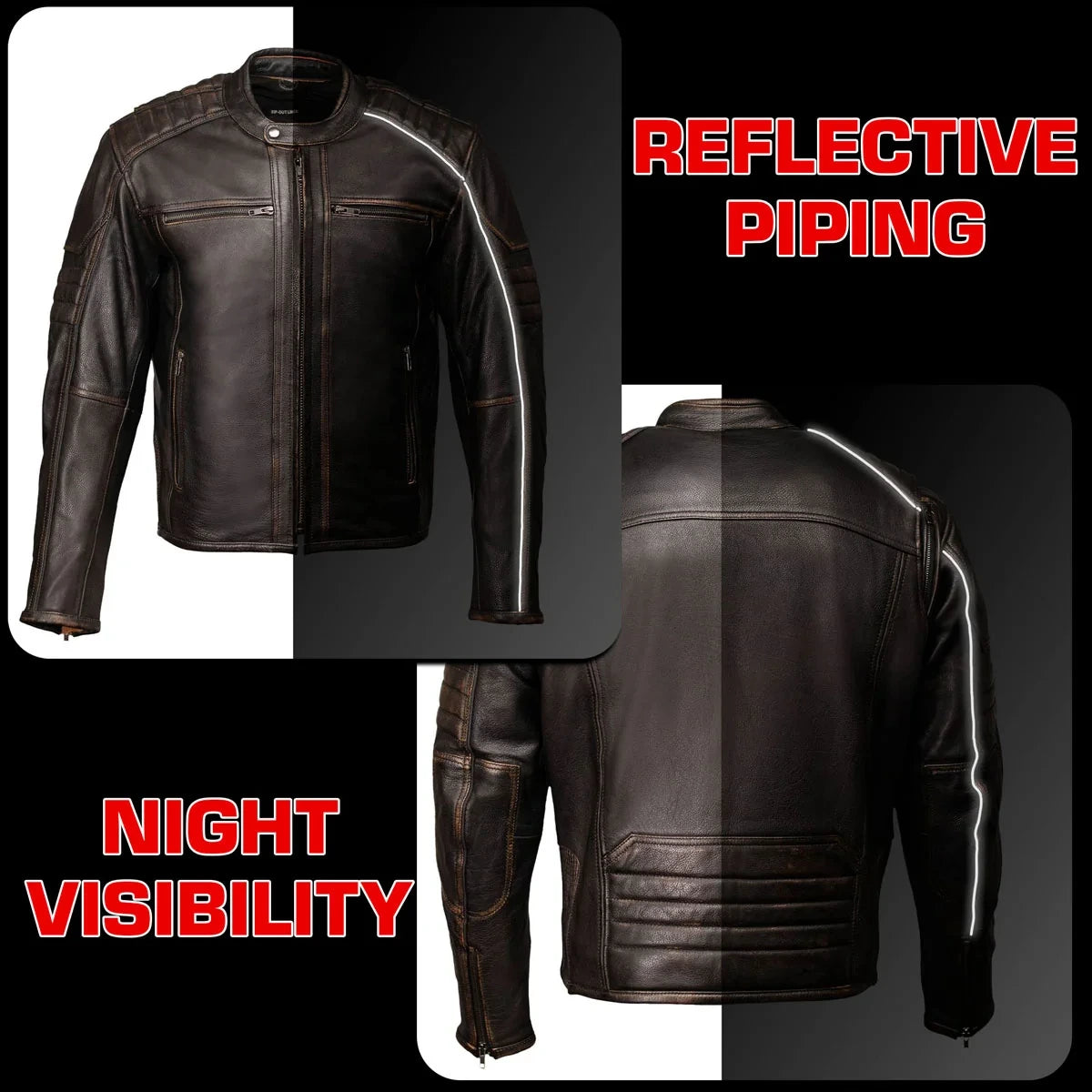 Men's Naked Cowhide Motorcycle Jacket - Brown