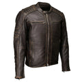 Men's Naked Cowhide Motorcycle Jacket - Brown