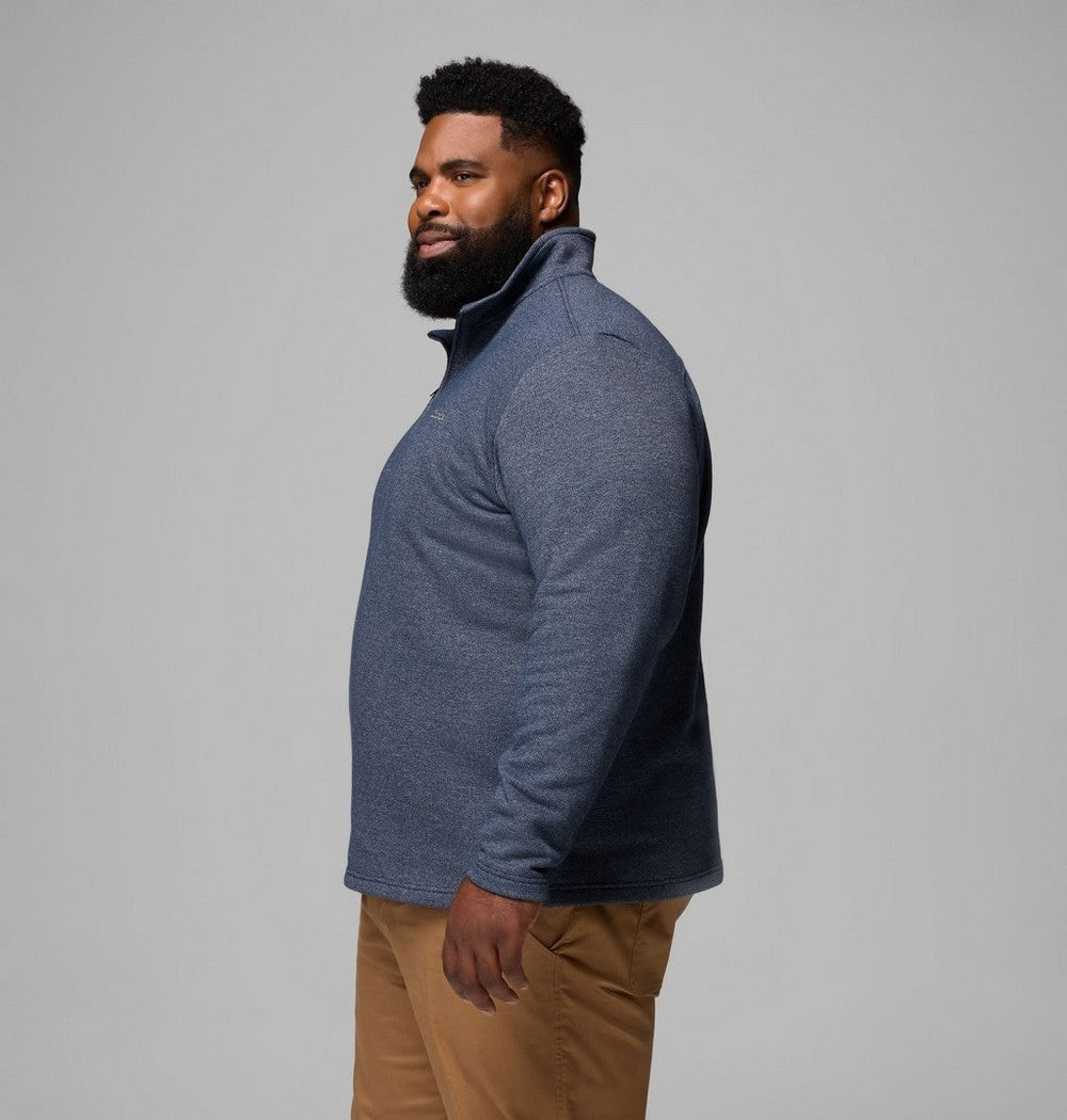 Men's Big Cotton-Blend Half-Zip Pullover - Black