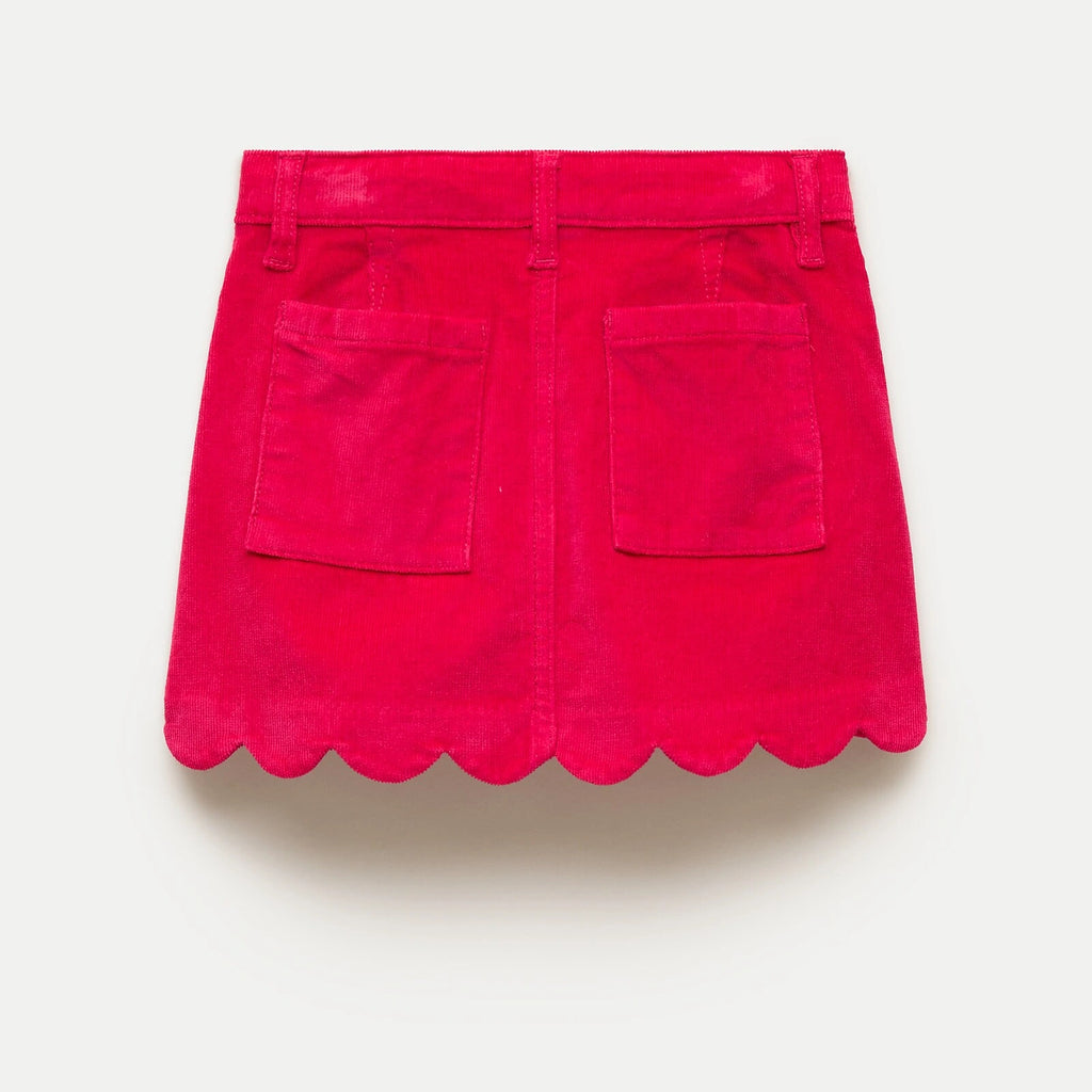 Girls' Scalloped Corduroy Skirt - Ecru