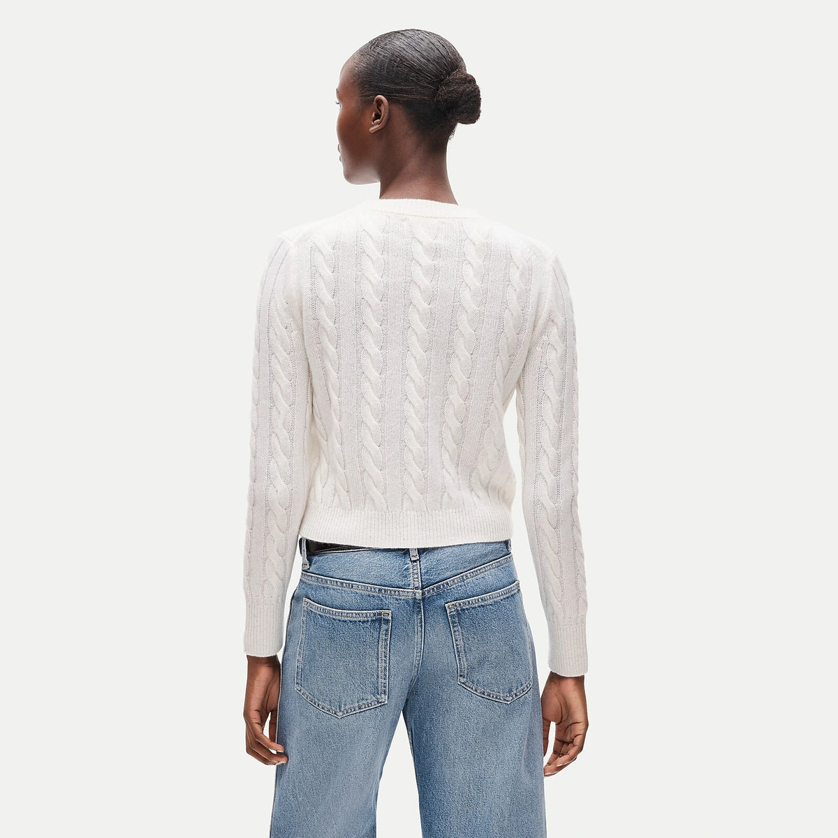 Women's Cable-Knit Cashmere Crewneck Sweater - Navy