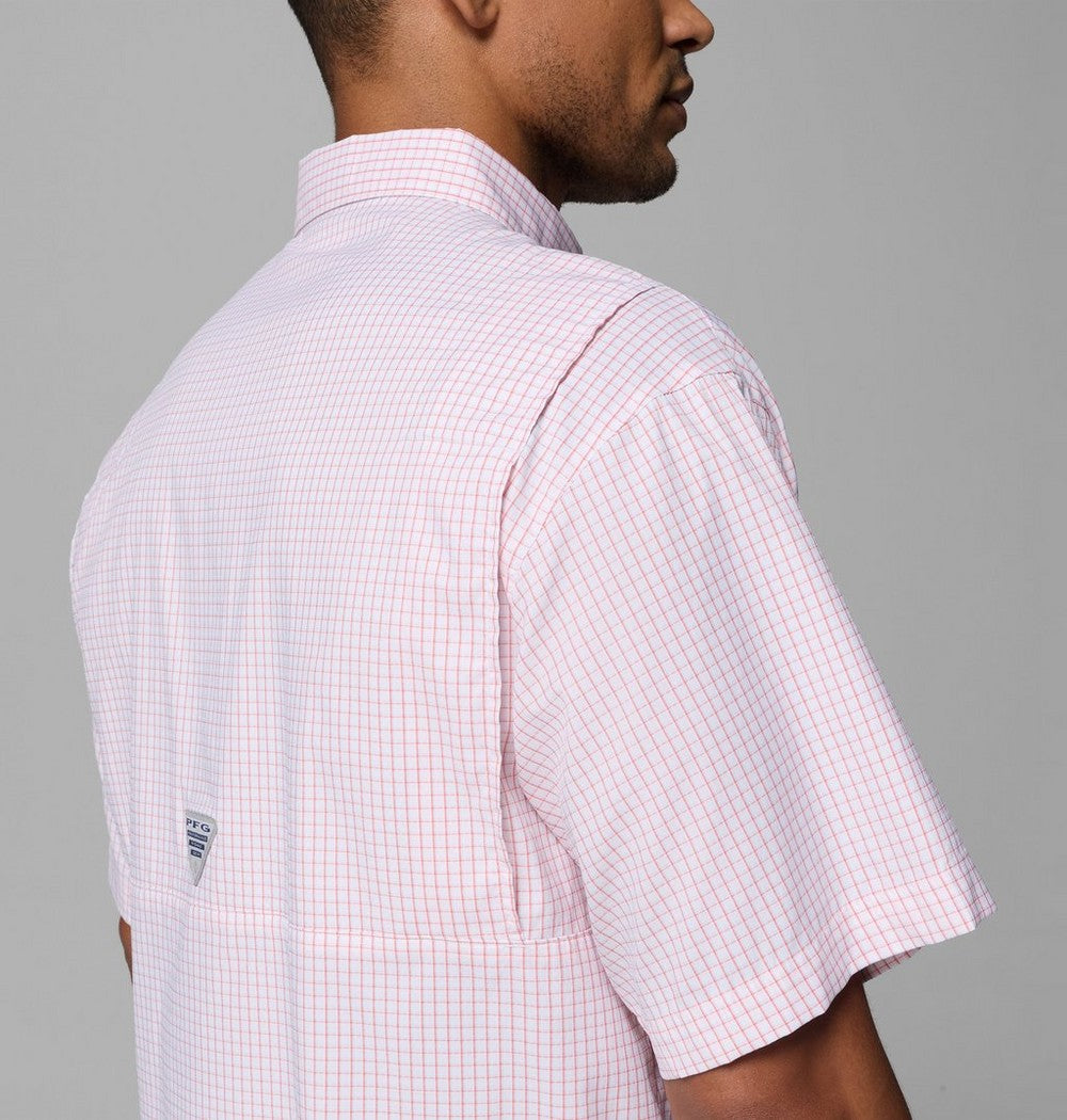 Men's Vented Short-Sleeve Fishing Shirt - Green Gingham