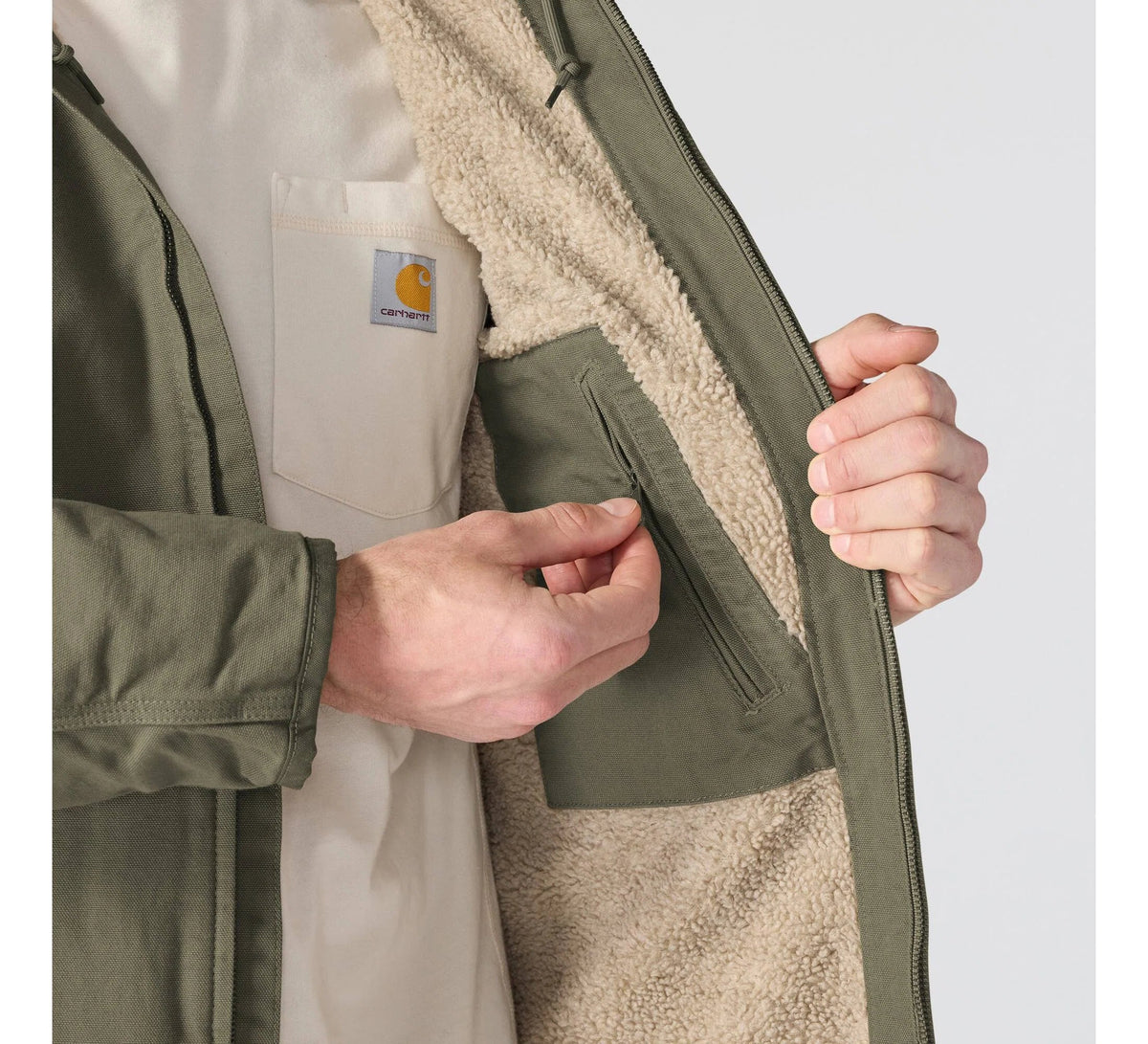 Men's Sherpa-Lined Cotton Canvas Jacket - Gravel