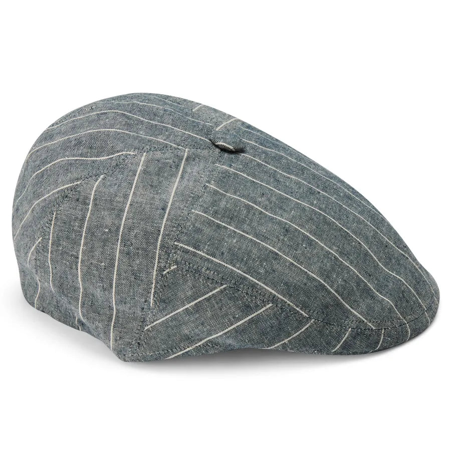 Blue & White Striped Moda Flat Cap