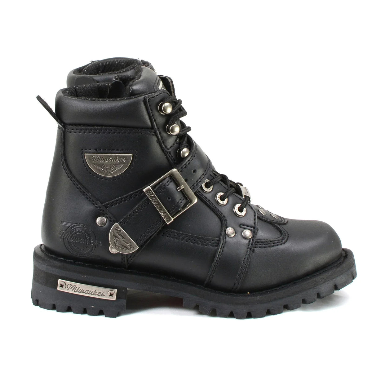 Women's Lace-Up Motorcycle Boots - Black