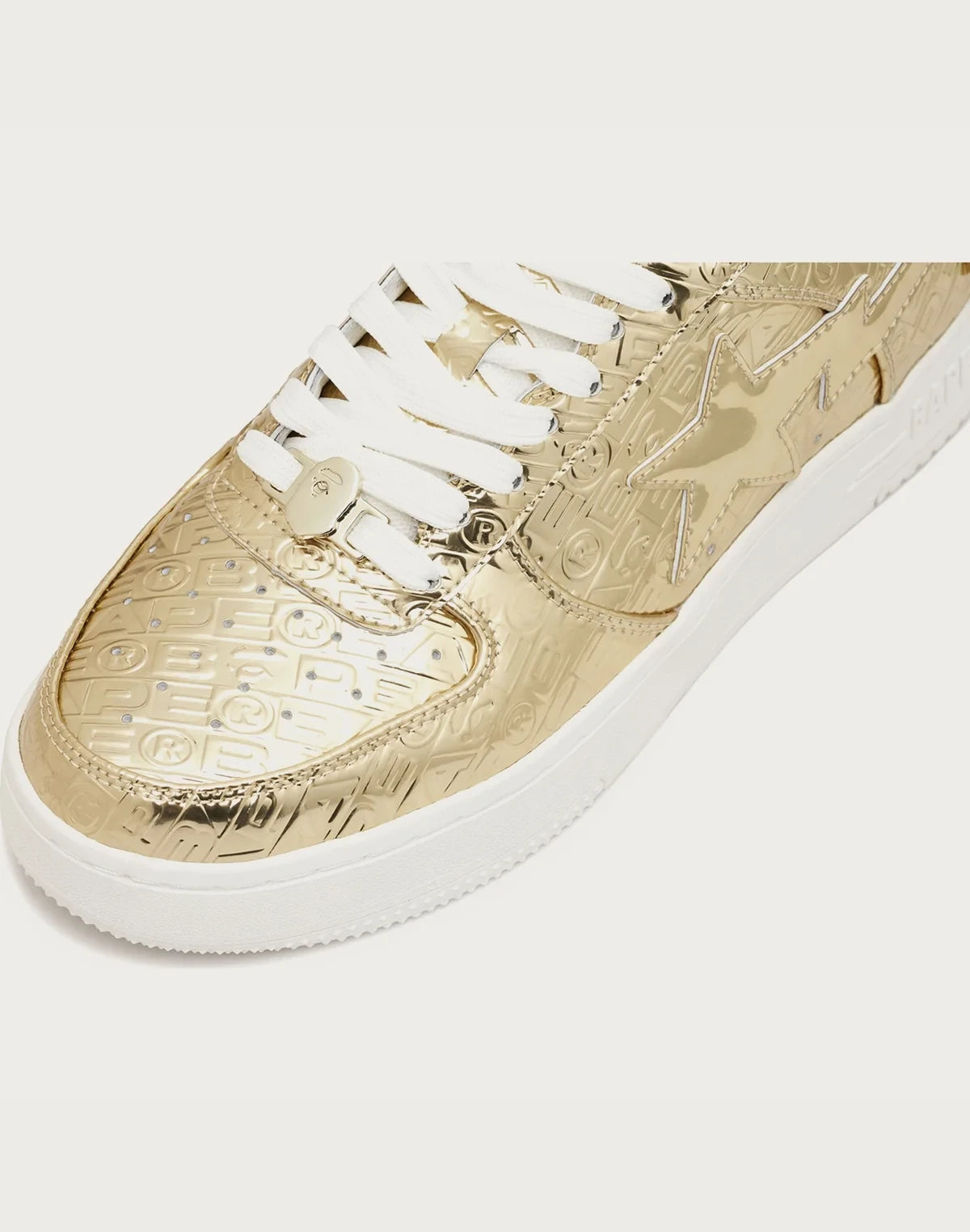 Men's Synthetic Leather Low-Top Sneakers - Gold