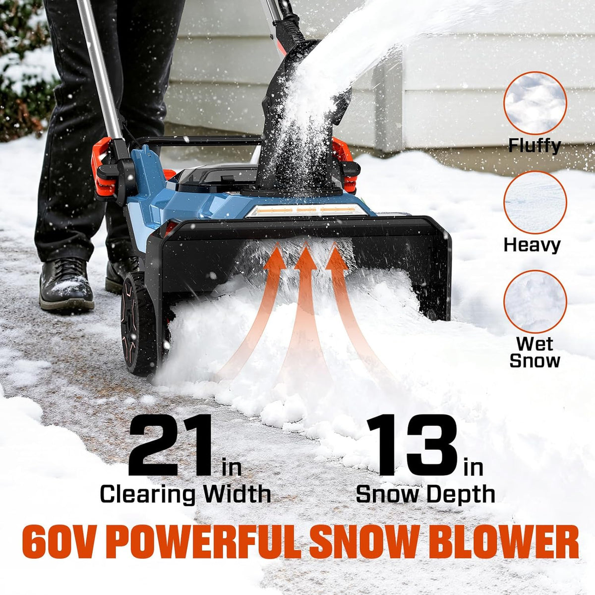 SENIX Cordless Snow Blower 60V 21 in Steel Auger Heated Handle - 3500W