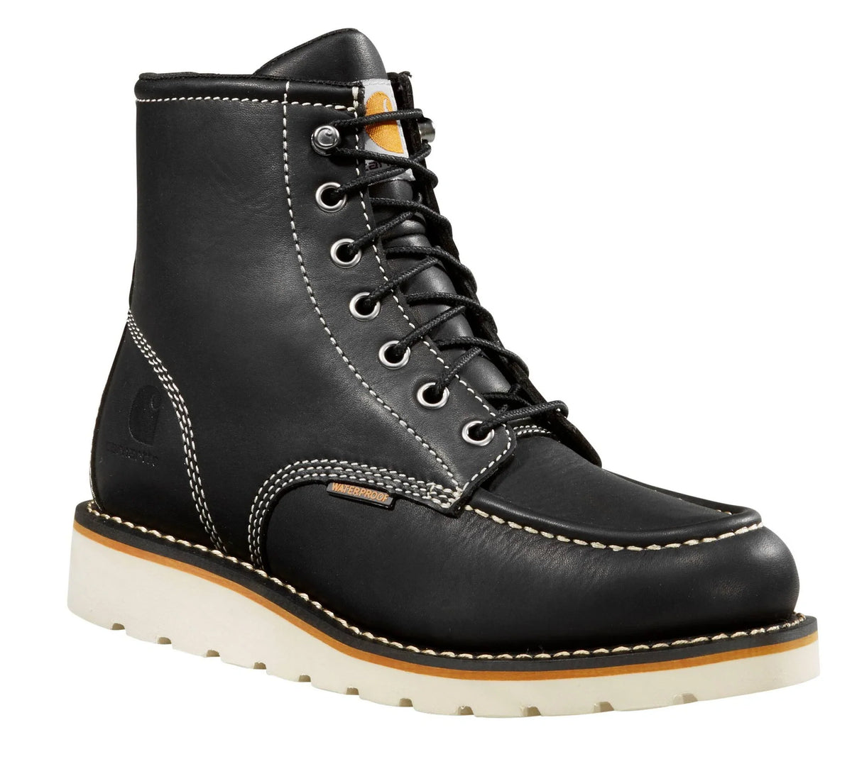 Women's 6-Inch Waterproof Moc Toe Wedge Boot - Black