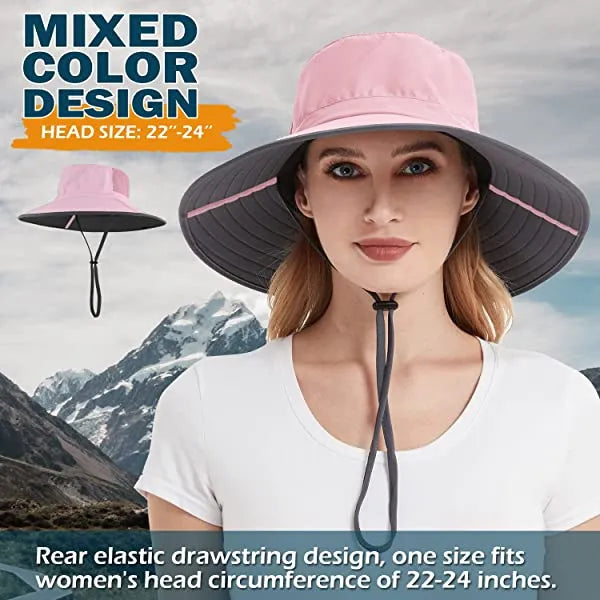 Sun Hat For Men/Women, Waterproof Wide Brim Bucket Hat Foldable Boonie Hat For Fishing Hiking Garden Safari Beach Upf 50/Waterproof