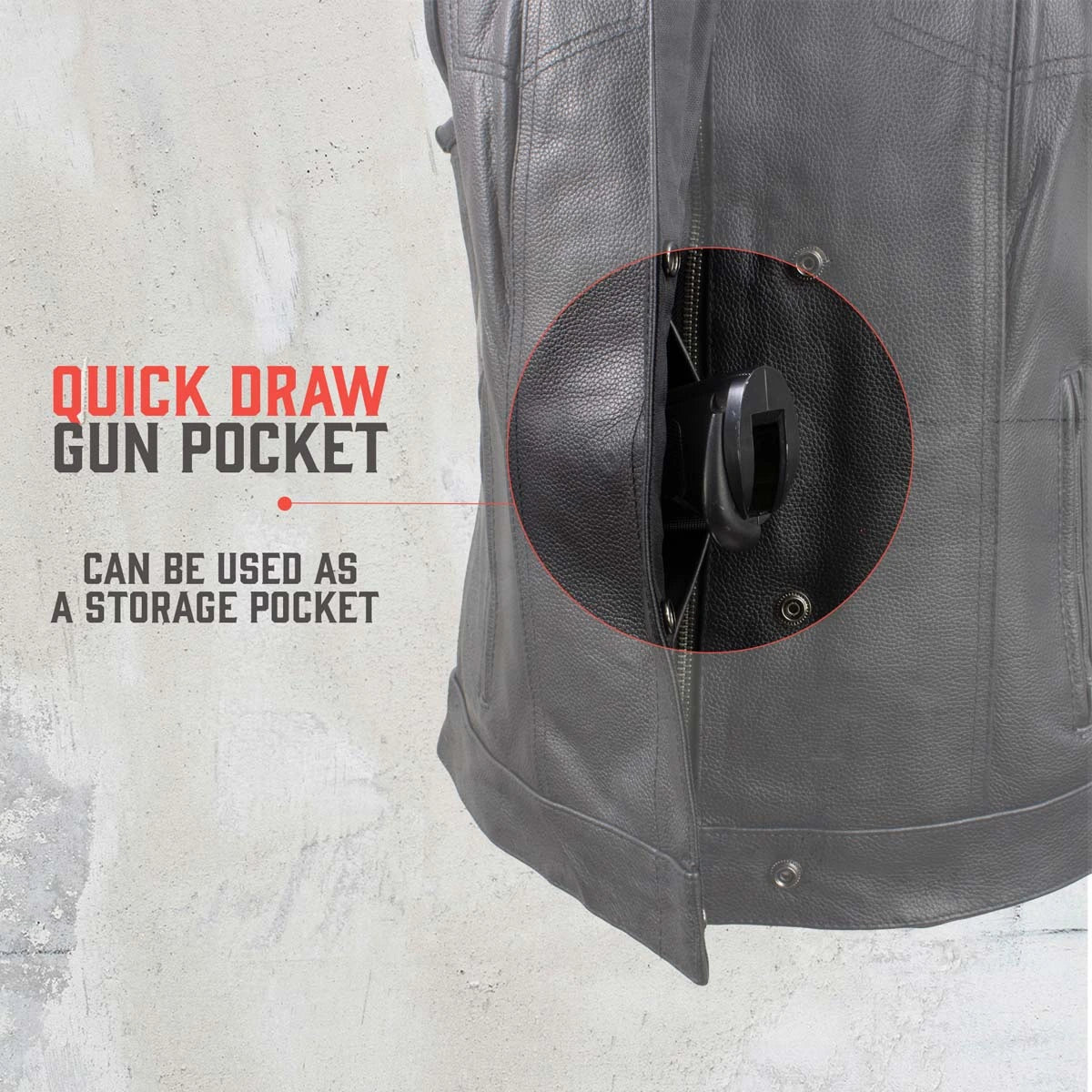 Women's Leather Convertible Hoodie Vest - Black