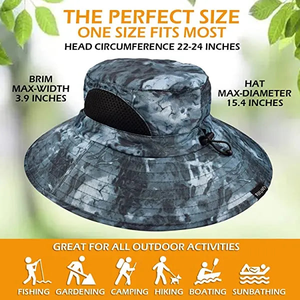 Sun Hat For Men/Women, Waterproof Wide Brim Bucket Hat Foldable Boonie Hat For Fishing Hiking Garden Safari Beach Upf 50/Waterproof