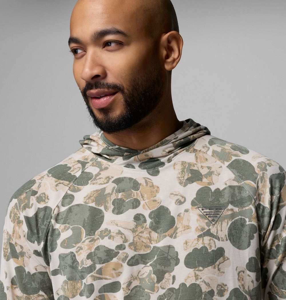Men's Printed Fishing Hoodie - Gray Camo