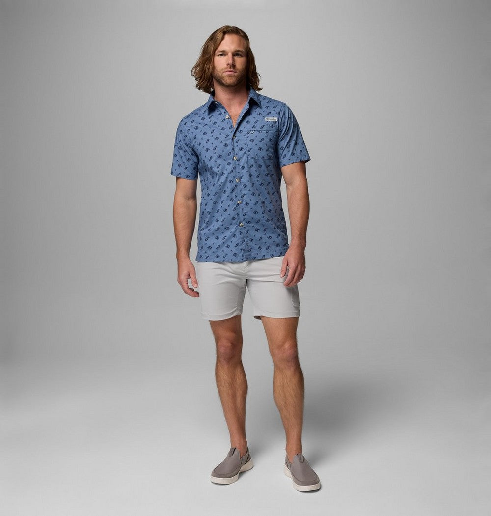 Men's Short-Sleeve Cotton Camp Shirt - Gray