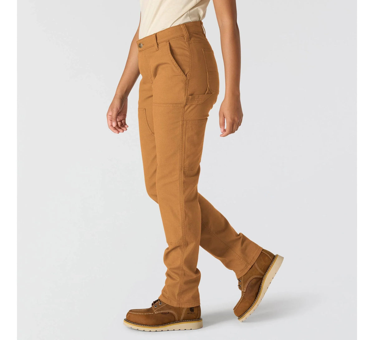 Women's Stretch Canvas Double-Knee Work Pants - Brown