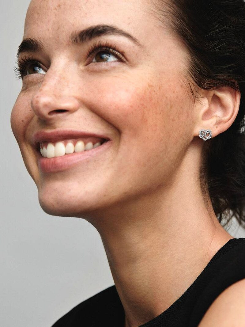 Sterling Silver Infinity Heart Stud Earrings