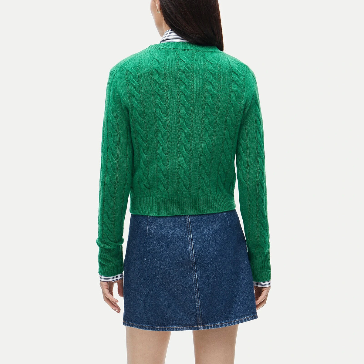 Women's Cable-Knit Cashmere Crewneck Sweater - Navy