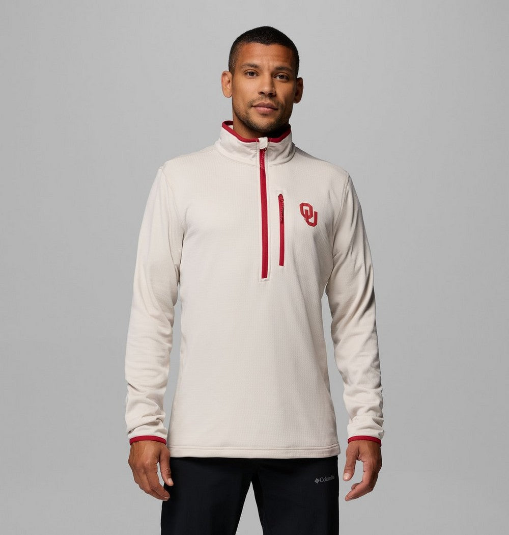 Men's Recycled Grid Fleece Half-Zip - Grey