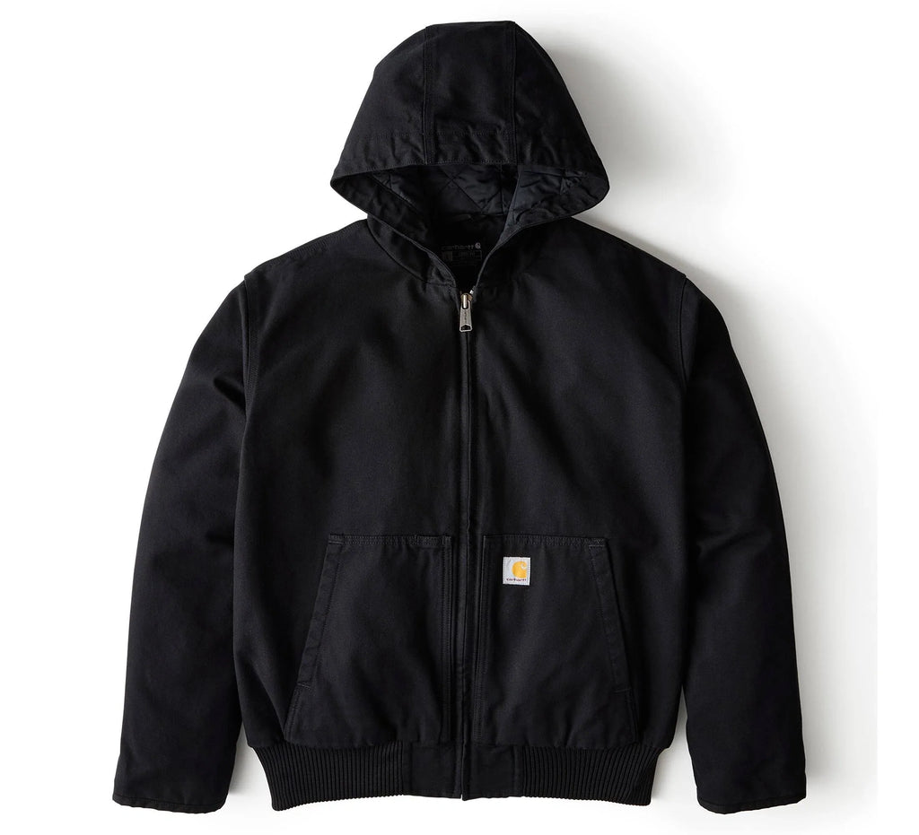 Men's Insulated Hooded Canvas Jacket - Black