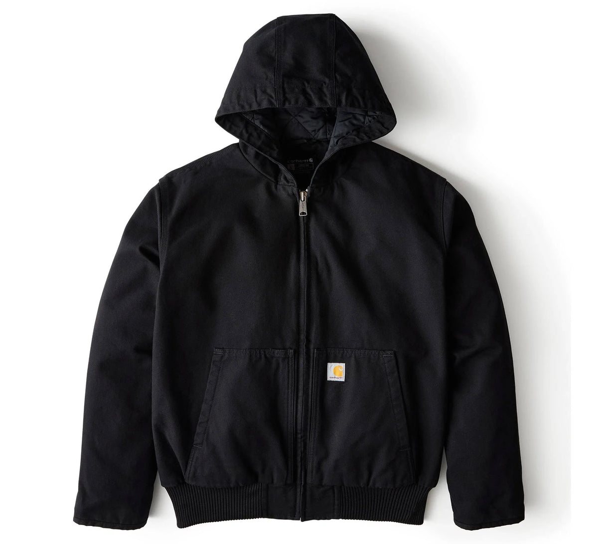 Men's Insulated Hooded Canvas Jacket - Black