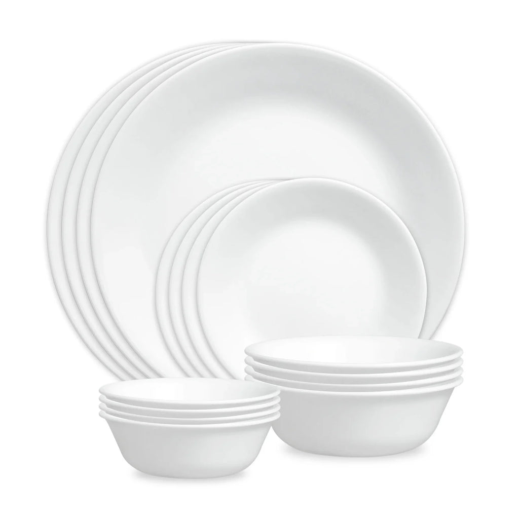16-Piece White Mugless Dinnerware Set