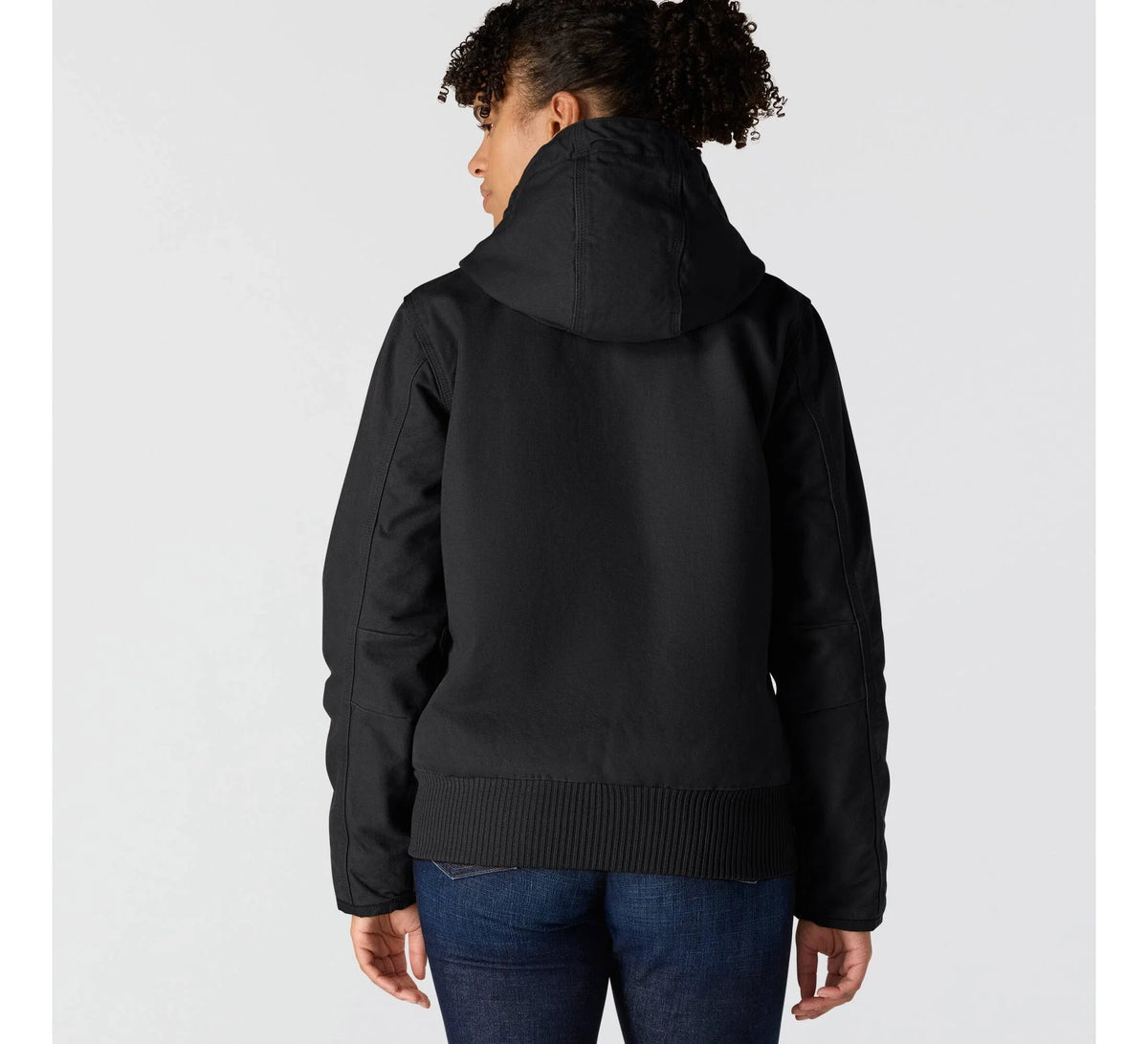 Women's Insulated Hooded Canvas Jacket - Black